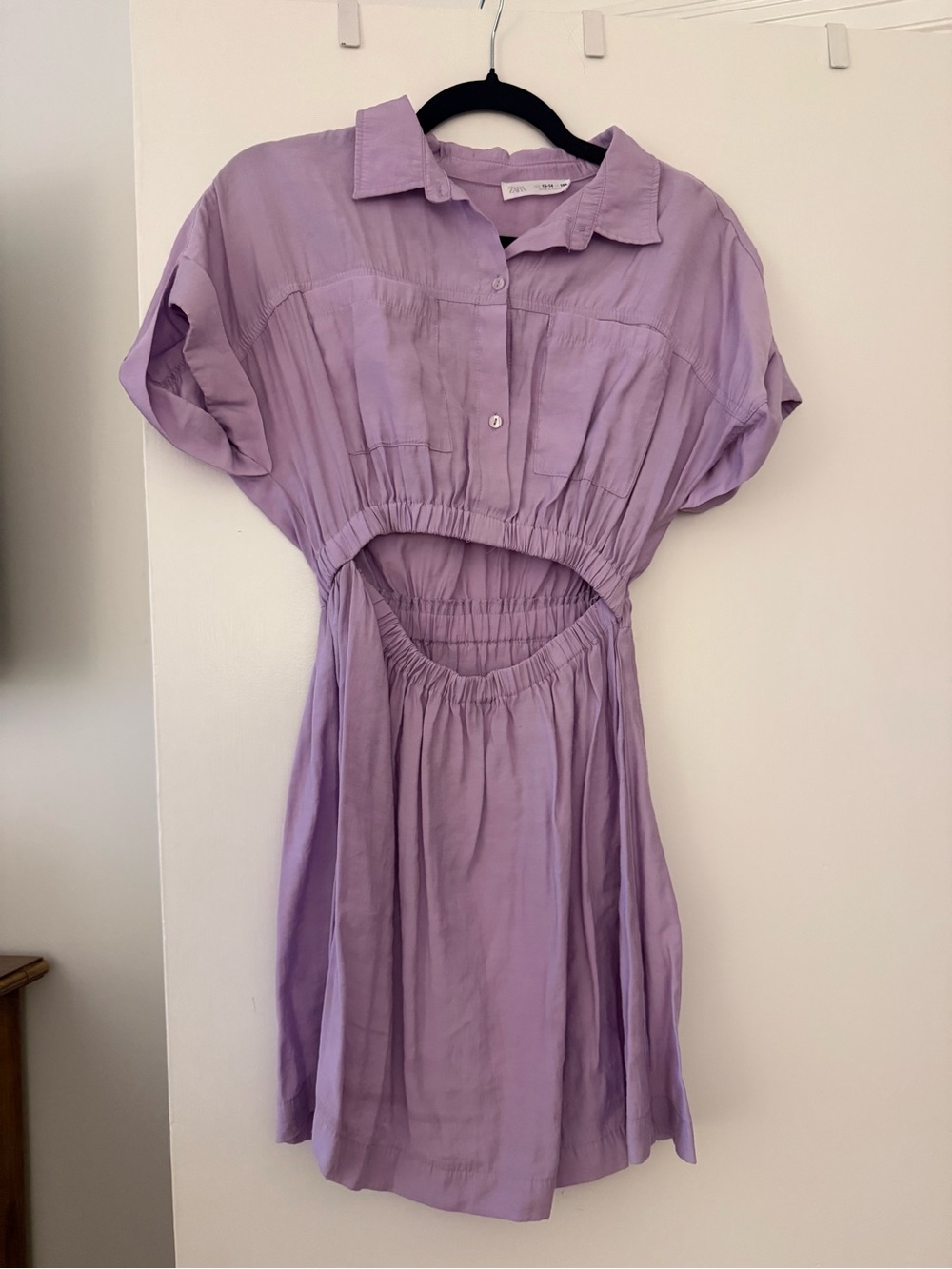 Zara Lavender Cutout Shirt Dress